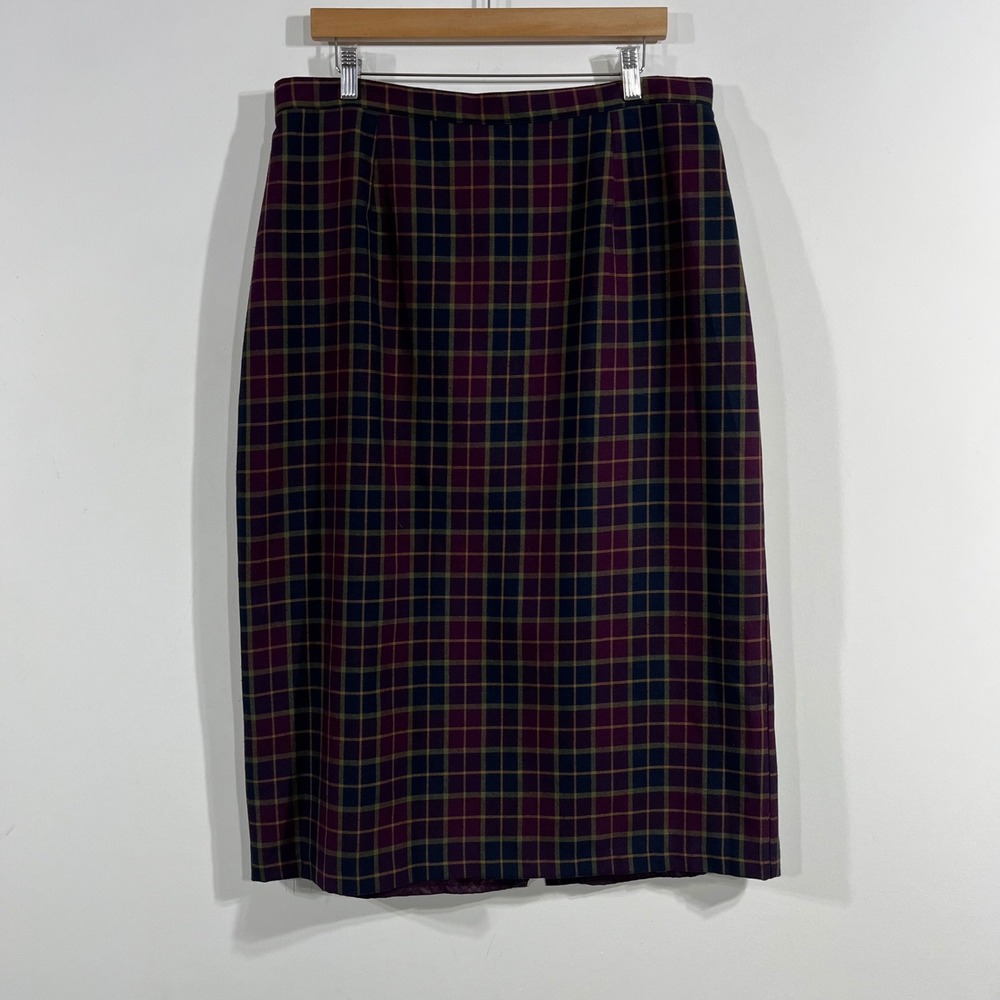 Sag Harbor VTG 90s Heritage Plaid Skirt Womens 16W Old Money Preppy Holiday Chic
